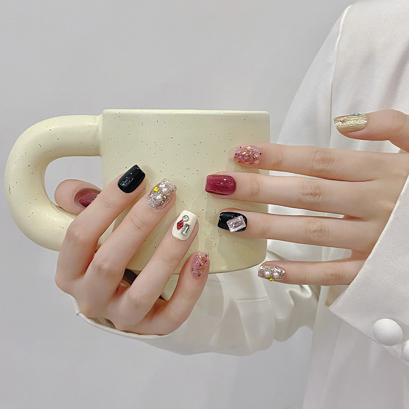 Handmade Press on Nails Glitte - Nail Art Eye Cat review and price