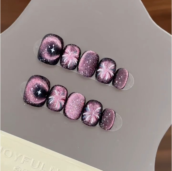 10Pcs Purple Short Round Head  - Nail Art Eye Cat review and price