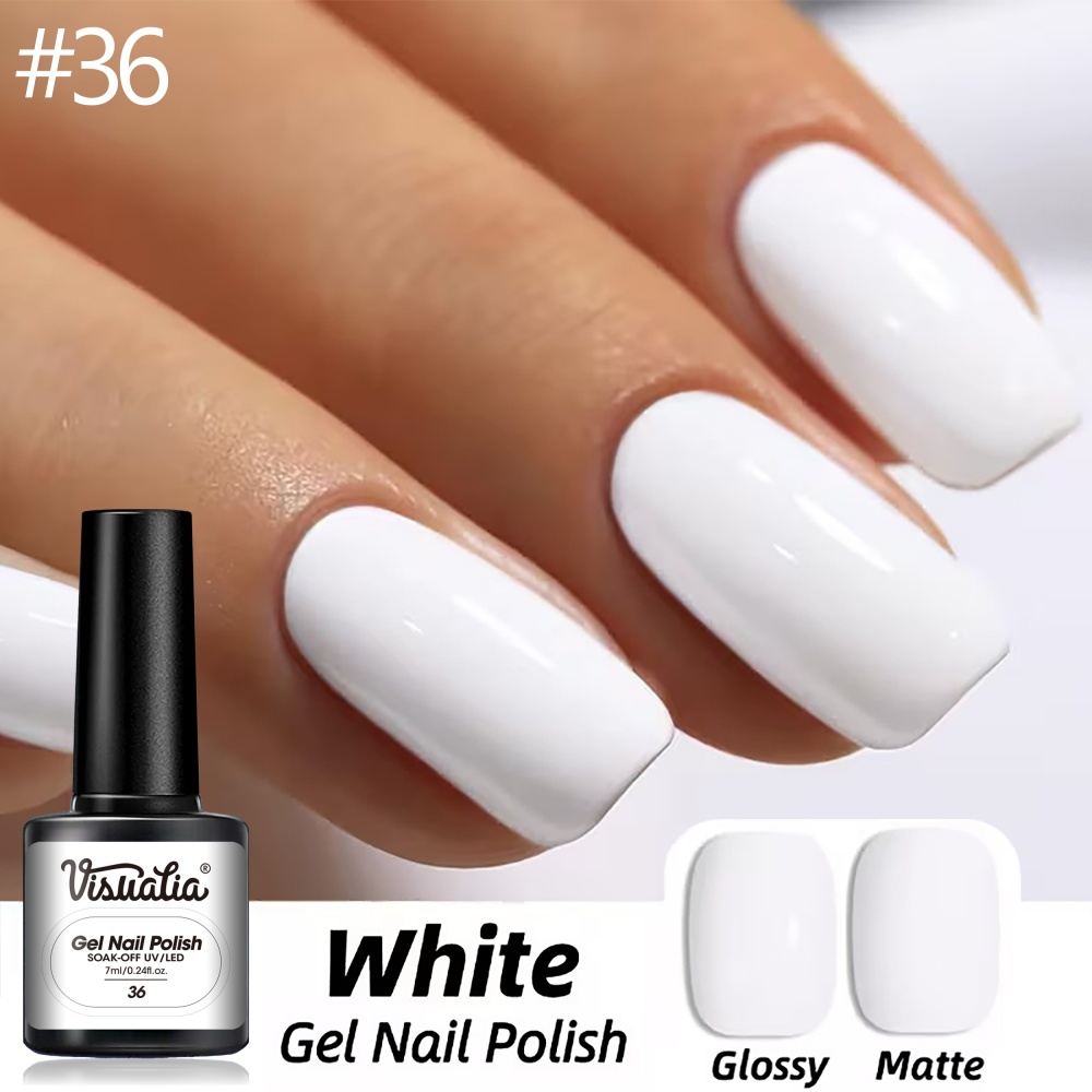 Visuatia # 36 Pure White Nail  - Nail Art Natural Simple review and price