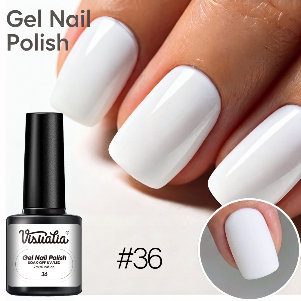 Visuatia # 36 Pure White Nail  - Nail Art Natural Simple review and price