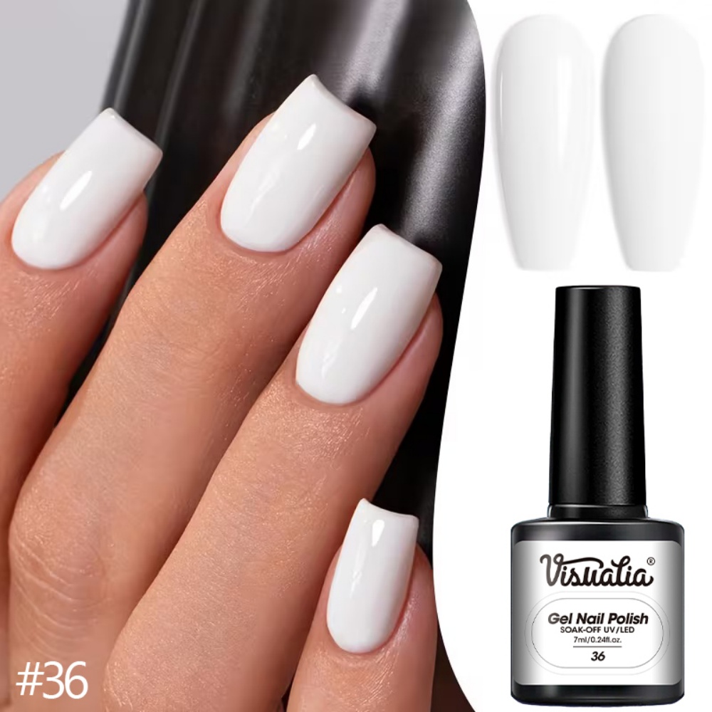 Visuatia # 36 Pure White Nail  - Nail Art Natural Simple review and price